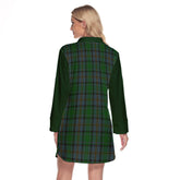 Hope Vere Tartan Women's Lapel Shirt Dress With Long Sleeve